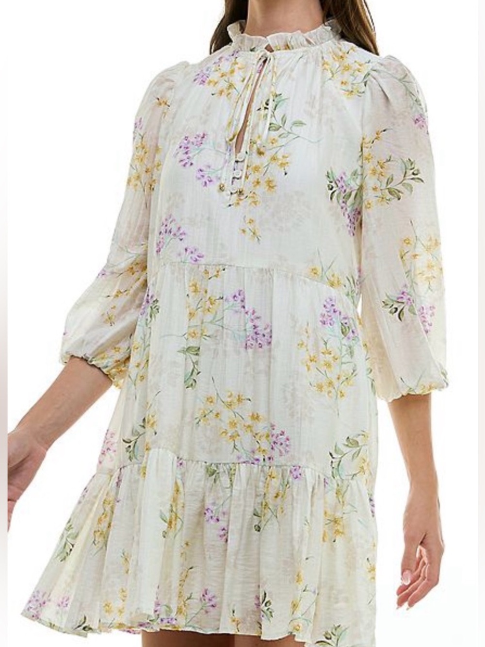 Taylor Floral Tiered Dress Cottagecore Romantic Lyocell Boho Soft Size 10
